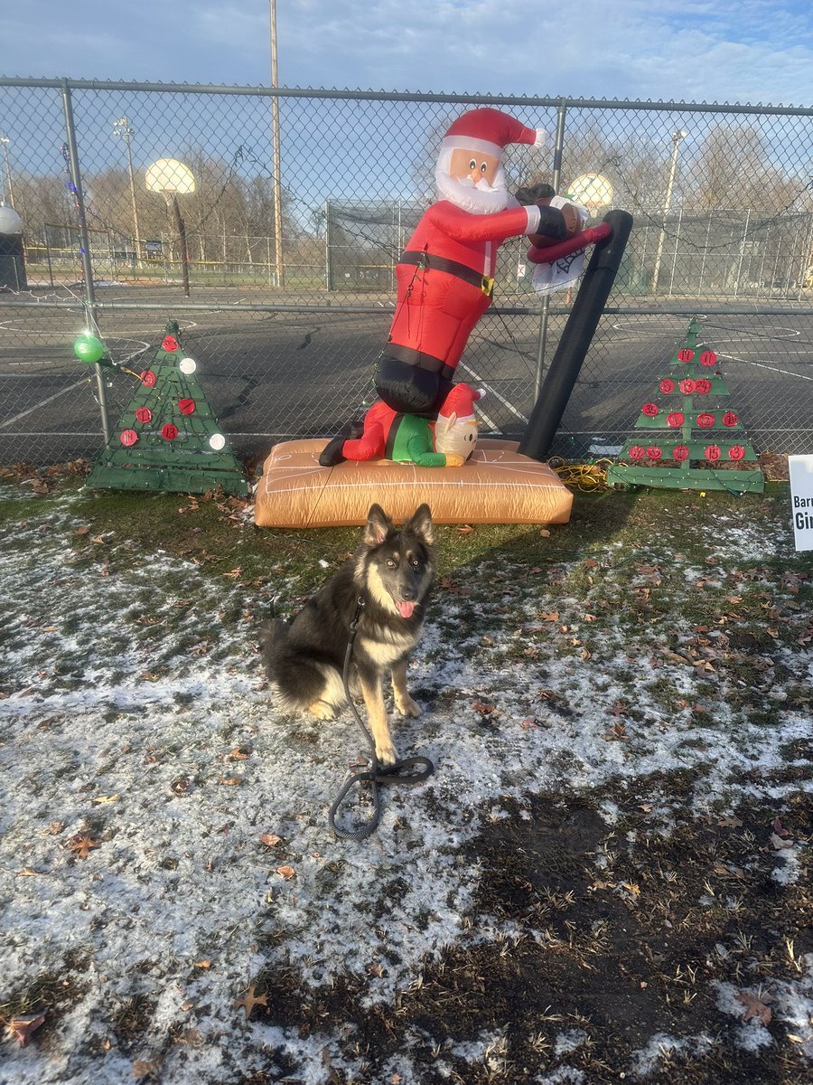 River visiting Santa on our walk. Hoho