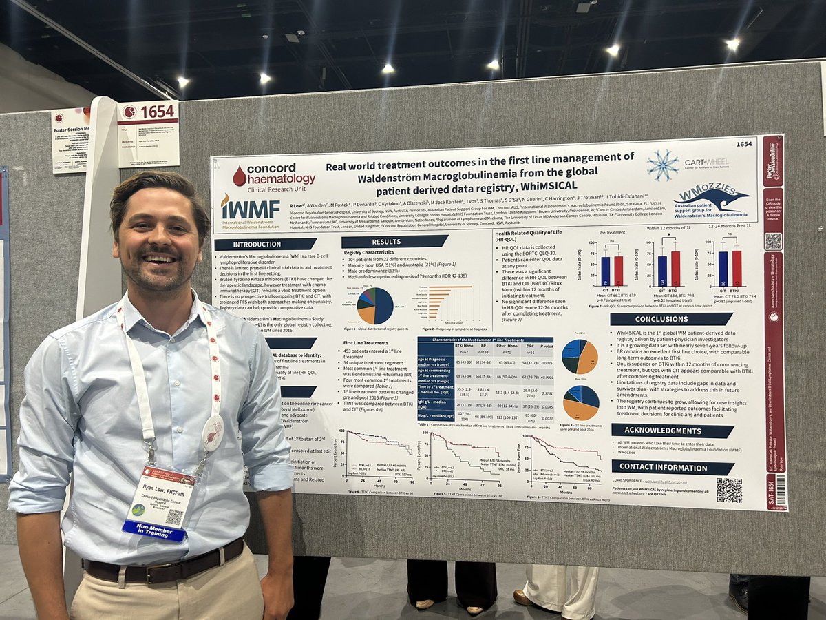 Nicole Wong Doo (@nicolewongdoo) on Twitter photo Patient-entered data in Waldenstrom’s: WhiMSICAL delivers real world outcomes and empowers patients to be partners in research. Congrats Ryan Low, <a href="/JudithTrotman1/">Judith Trotman</a> IMWF, WMozzies #ASH24 #ASHKudos Patient-entered data in Waldenstrom’s: WhiMSICAL delivers real world outcomes and empowers patients to be partners in research. Congrats Ryan Low, <a href="/JudithTrotman1/">Judith Trotman</a> IMWF, WMozzies #ASH24 #ASHKudos