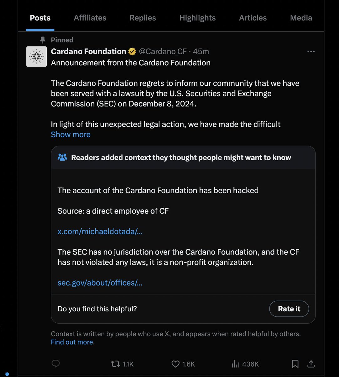 brian_yeap33's tweet photo. Cardano has not been sued https://t.co/0c1AYkl22y