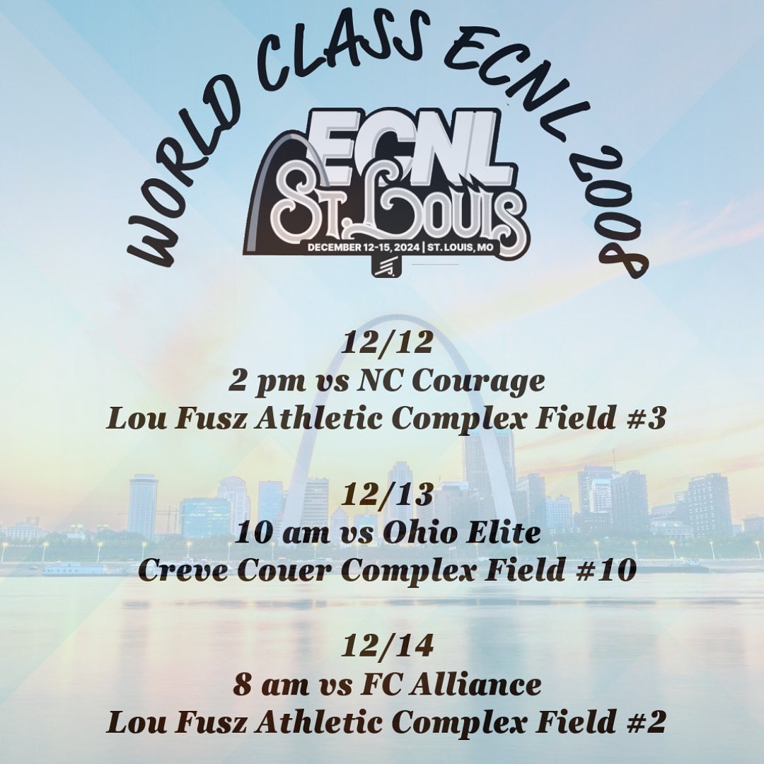 WCFC08ECNL (@wcfc08ecnl) on Twitter photo 🚨We can’t wait to get down to <a href="/ECNLgirls/">ECNL Girls</a> STL in 4 days! College coaches please see our schedule below! ⬇️ Safe travels! <a href="/ImYouthSoccer/">ECNL/GA/Recruiting/College Soccer</a> <a href="/ImCollegeSoccer/">College Soccer Truth ™</a> <a href="/TopDrawerSoccer/">TopDrawerSoccer</a> <a href="/PrepSoccer/">Prep Soccer ⚽️</a> <a href="/WorldClassFC1/">World Class FC</a> 🚨We can’t wait to get down to <a href="/ECNLgirls/">ECNL Girls</a> STL in 4 days! College coaches please see our schedule below! ⬇️ Safe travels! <a href="/ImYouthSoccer/">ECNL/GA/Recruiting/College Soccer</a> <a href="/ImCollegeSoccer/">College Soccer Truth ™</a> <a href="/TopDrawerSoccer/">TopDrawerSoccer</a> <a href="/PrepSoccer/">Prep Soccer ⚽️</a> <a href="/WorldClassFC1/">World Class FC</a>