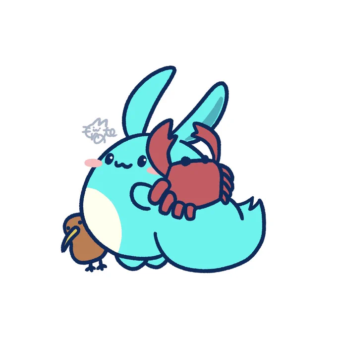 カニ(キウイもいるよ) #すも絵