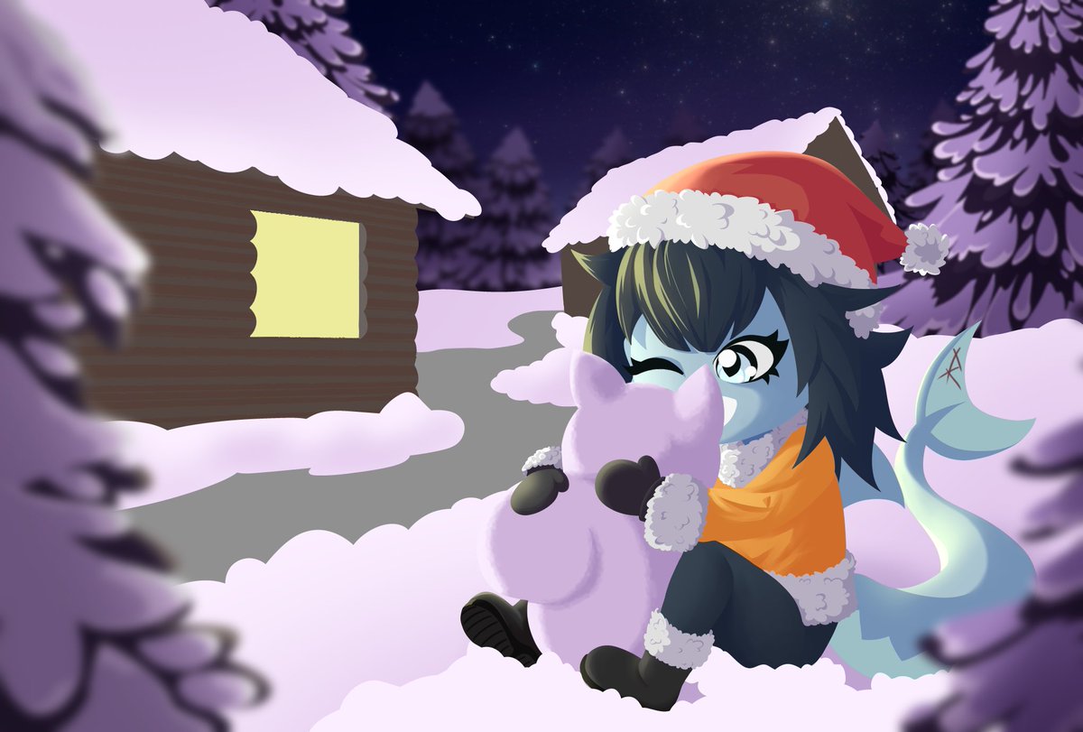 Bin gerade live am verzweifeln wie man Schnee rendert 🫠

Das ist BTW meine winterpostkarte die man zurzeit erwerben kann, Infos wie findet man im Discord und im Stream 🐿️