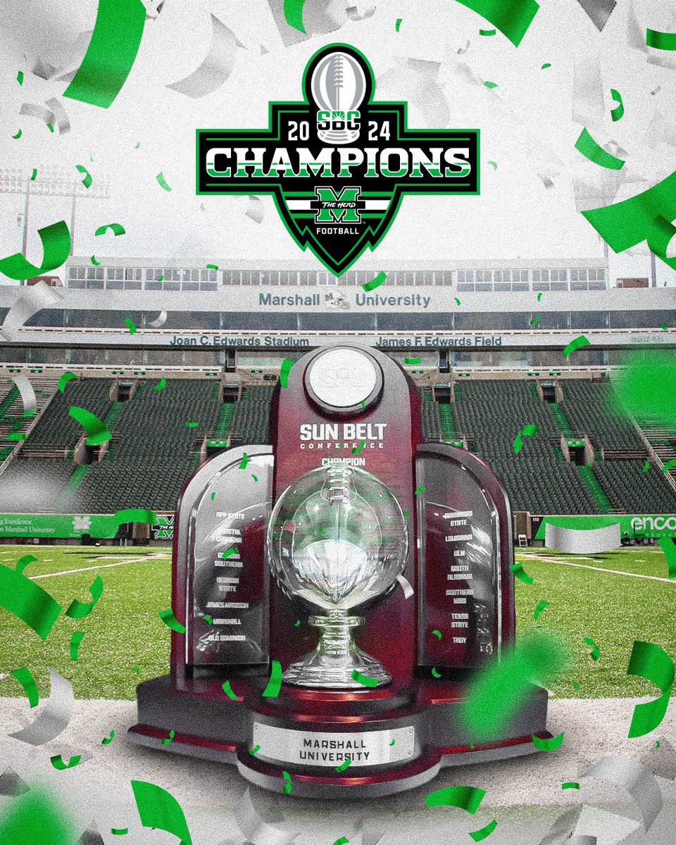 JerodNBC4's tweet photo. One school in the United States of America has won a championship game in 3 different conferences. 

Their program journey continues to be one of the most remarkable stories in sports. 

Congratulations, @HerdFB. 🦬 https://t.co/Q3SK5Xy3x7