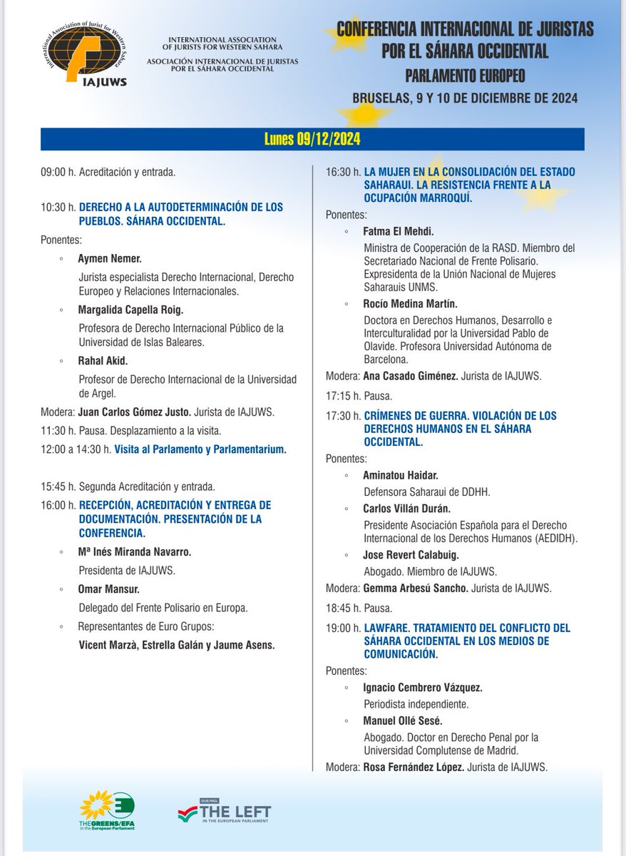 iajuws's tweet photo. Los días 9 y 10 de diciembre, en el Parlamento Europeo (Bruselas) reuniremos a un centenar de juristas internacionales y abordaremos el derecho a la autodeterminación del pueblo saharaui, crímenes de guerra y violaciones de ddhh perpetrados por Marruecos, expolio…

Síguenos… https://t.co/M0oNz9xljX