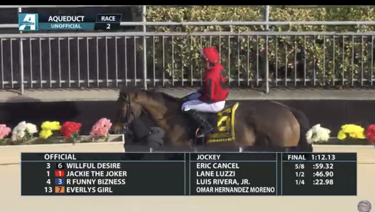 Willful Desire makes it a winning one for Team Rice! Sending a congratulations and a special Happy Birthday to Prestine Racing! Thank you for entrusting GMP Farm, She was a pleasure to have on the farm! #winwithGMP 💪🏼