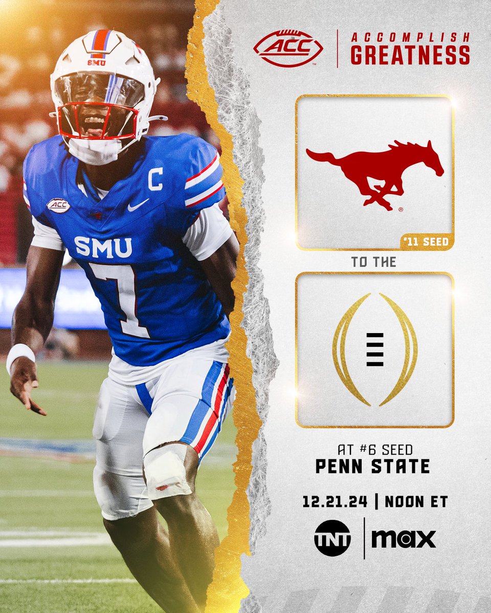 ACC Football (@accfootball) on Twitter photo Mustangs' College Football Playoff Debut:
<a href="/SMUFB/">SMU Football</a> is headed to State College for the first-round of the CFP!
#PonyUp x #CFBPlayoff Mustangs' College Football Playoff Debut:
<a href="/SMUFB/">SMU Football</a> is headed to State College for the first-round of the CFP!
#PonyUp x #CFBPlayoff