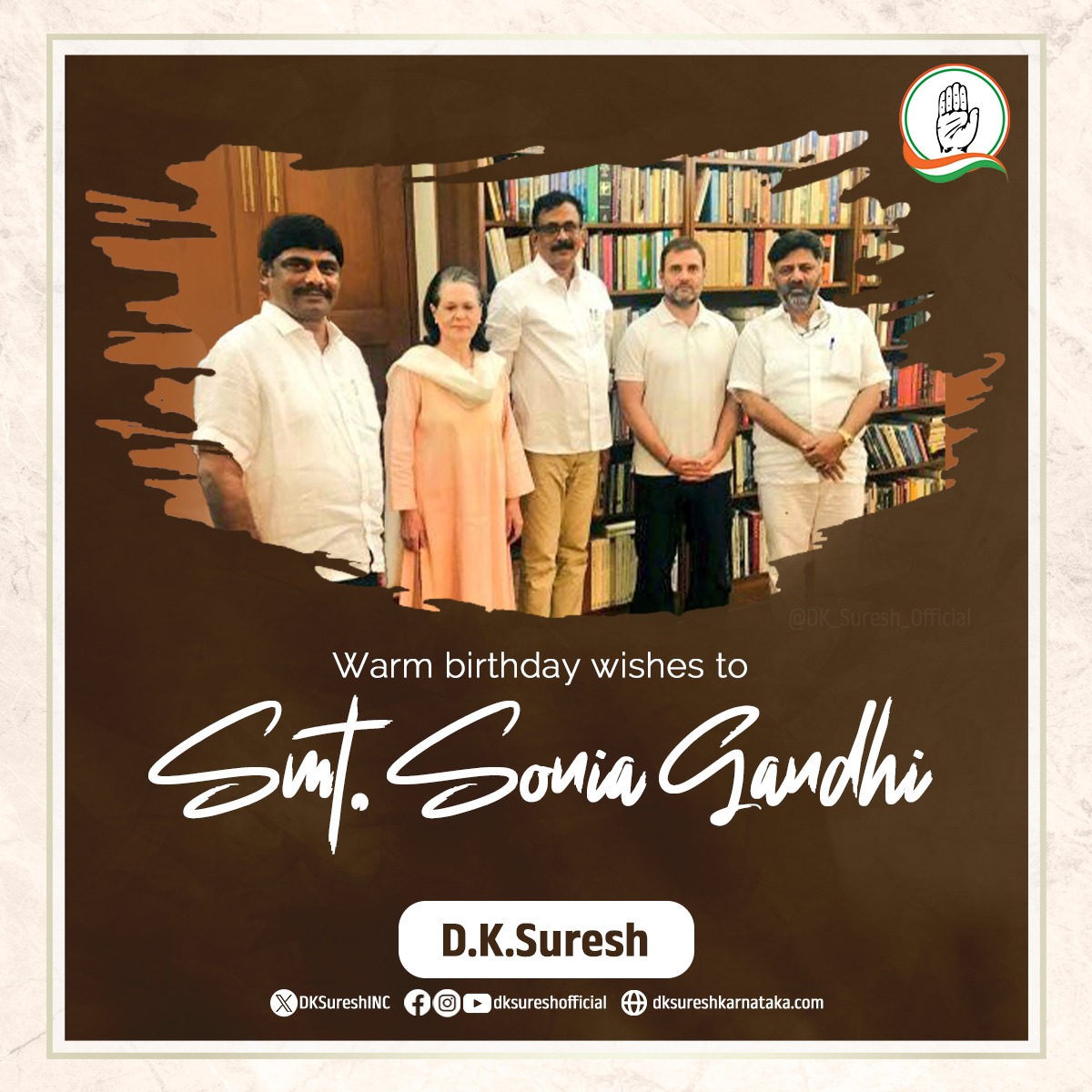 DKSureshINC's tweet photo. Warm birthday greetings to the steadfast pillar of the Indian National Congress, Smt. Sonia Gandhi. Your unwavering dedication and tireless efforts have strengthened our movement and inspired millions across the nation. May the Congress party flourish and continue to serve under your visionary leadership.
#SoniaGandhi