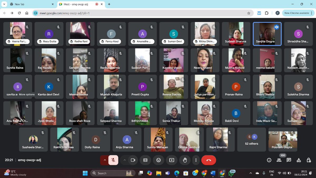 BJPMM4JK's tweet photo. @BJP4JnK Party President Sh @SatSharmaCA ji chaired virtual meeting held under the leadership of @BJPMM4JK President Smt @DograSanjita ji with state ofc bearers, district and mandal presidents regarding Membership Drive. https://t.co/rQSZEwUfRV
