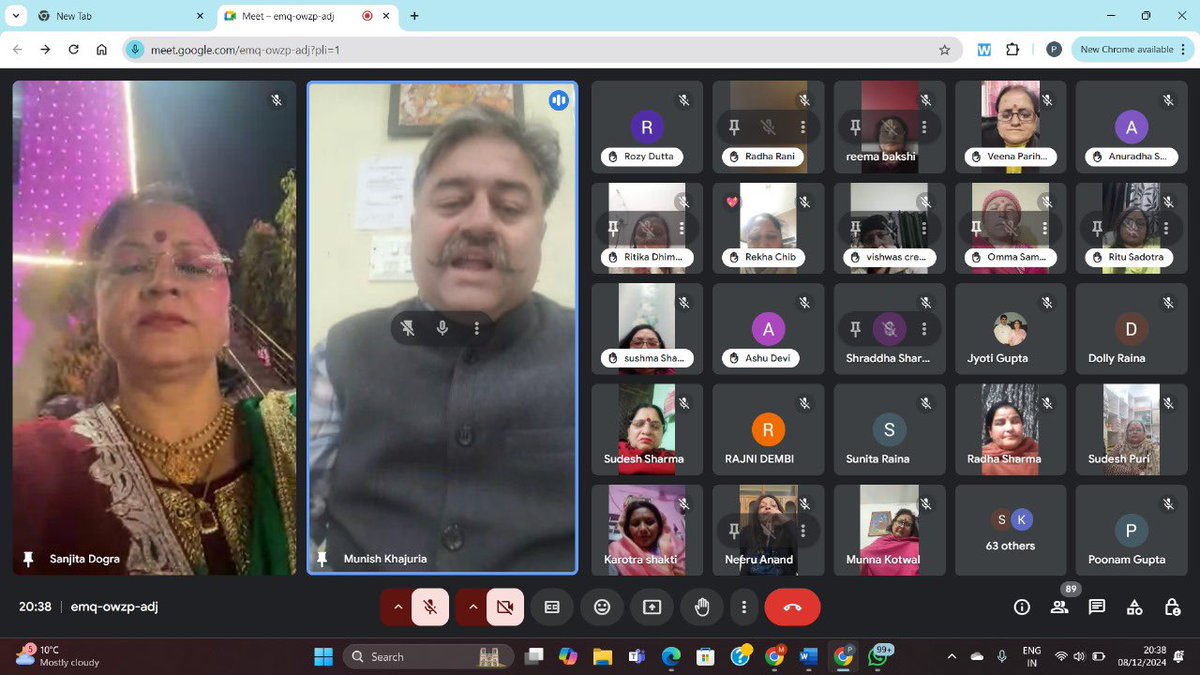 BJPMM4JK's tweet photo. @BJP4JnK Party President Sh @SatSharmaCA ji chaired virtual meeting held under the leadership of @BJPMM4JK President Smt @DograSanjita ji with state ofc bearers, district and mandal presidents regarding Membership Drive. https://t.co/rQSZEwUfRV
