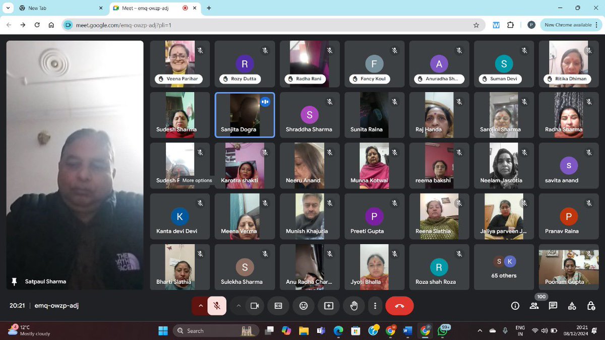 BJPMM4JK's tweet photo. @BJP4JnK Party President Sh @SatSharmaCA ji chaired virtual meeting held under the leadership of @BJPMM4JK President Smt @DograSanjita ji with state ofc bearers, district and mandal presidents regarding Membership Drive. https://t.co/rQSZEwUfRV