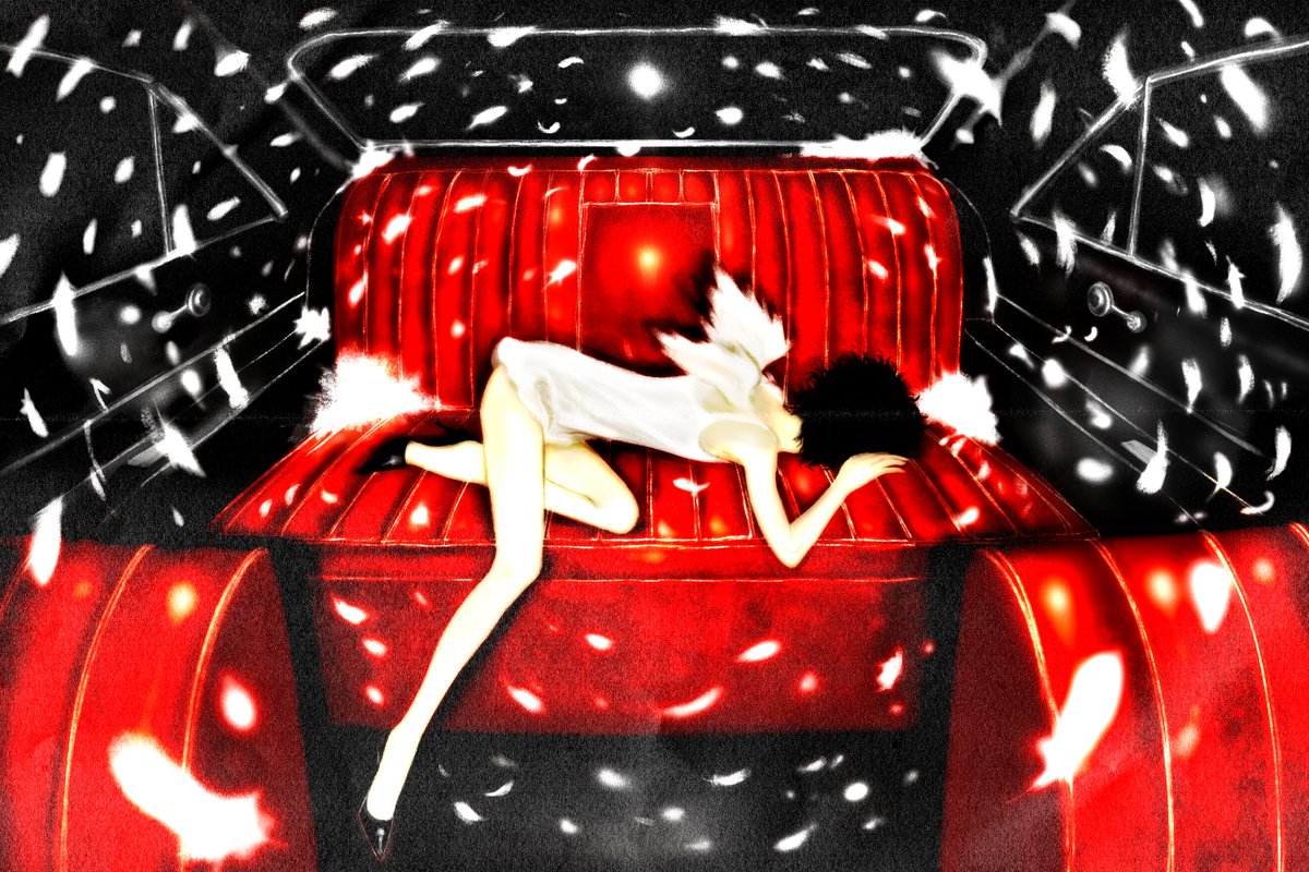 Jleryxa's tweet photo. [OC] angel flew into my car https://t.co/B9pTz8YrUH