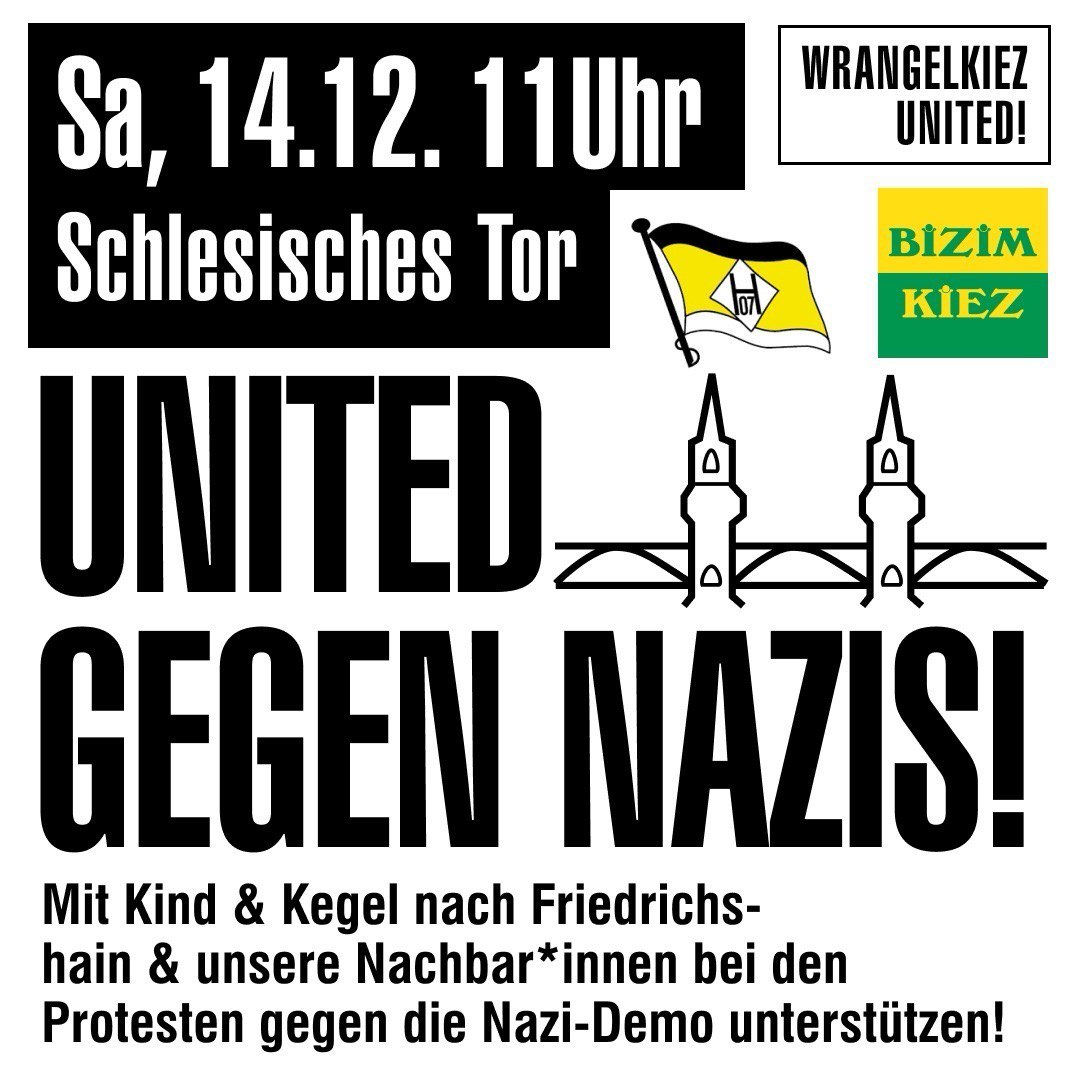 Nazis laufen durch die Nachbarschaft? No-go!
Wir machen zusammen rüber zu den Protesten in Friedrichshain.  Alle Infos: berlin-gegen-nazis.de/proteste-gegen…