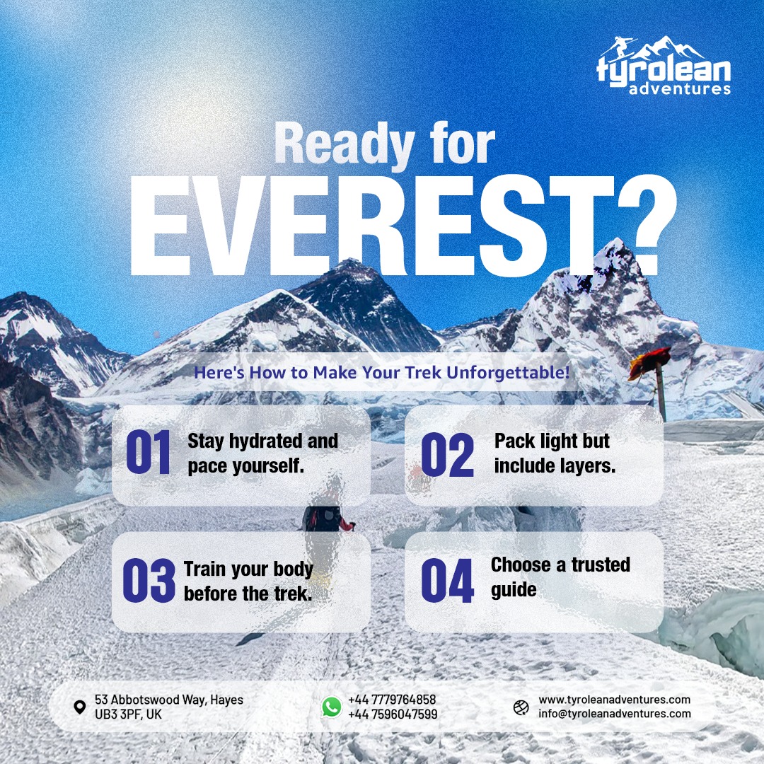 tyroleanski's tweet photo. Dreaming of conquering Everest? 🏔️ Make your journey unforgettable with these essential tips! 💪✨ Adventure awaits—are you ready? 🌟
.
.
#MountEverest #TrekkingAdventures #AdventureLovers #HikingTips #StayHydrated #TravelGoals #MountainLife #ExploreTheWorld #OutdoorAdventures https://t.co/eezyf2lLl4