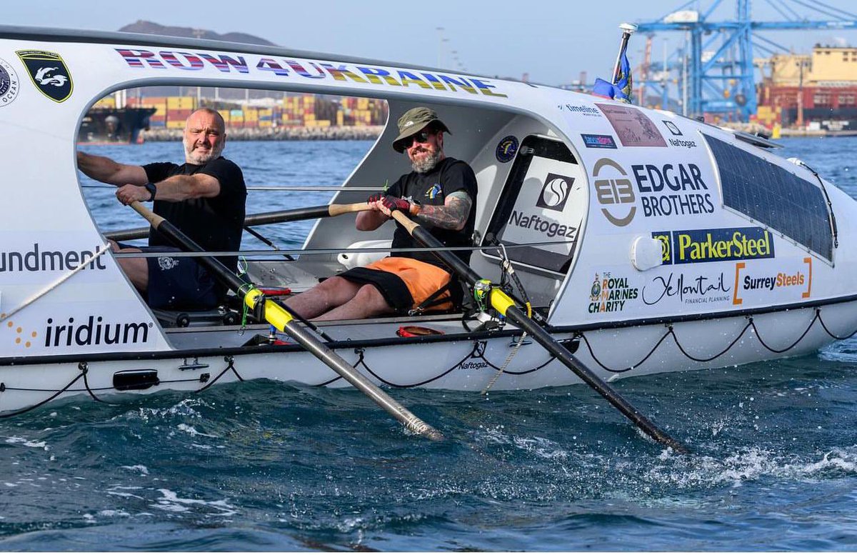 TowerRNLI's tweet photo. Good luck to Tower Volunteer Andy Merry, who yesterday set off from the Canary Islands as part of the @Row4Ukraine team rowing across the Atlantic Ocean! https://t.co/u4OcRxRmYF