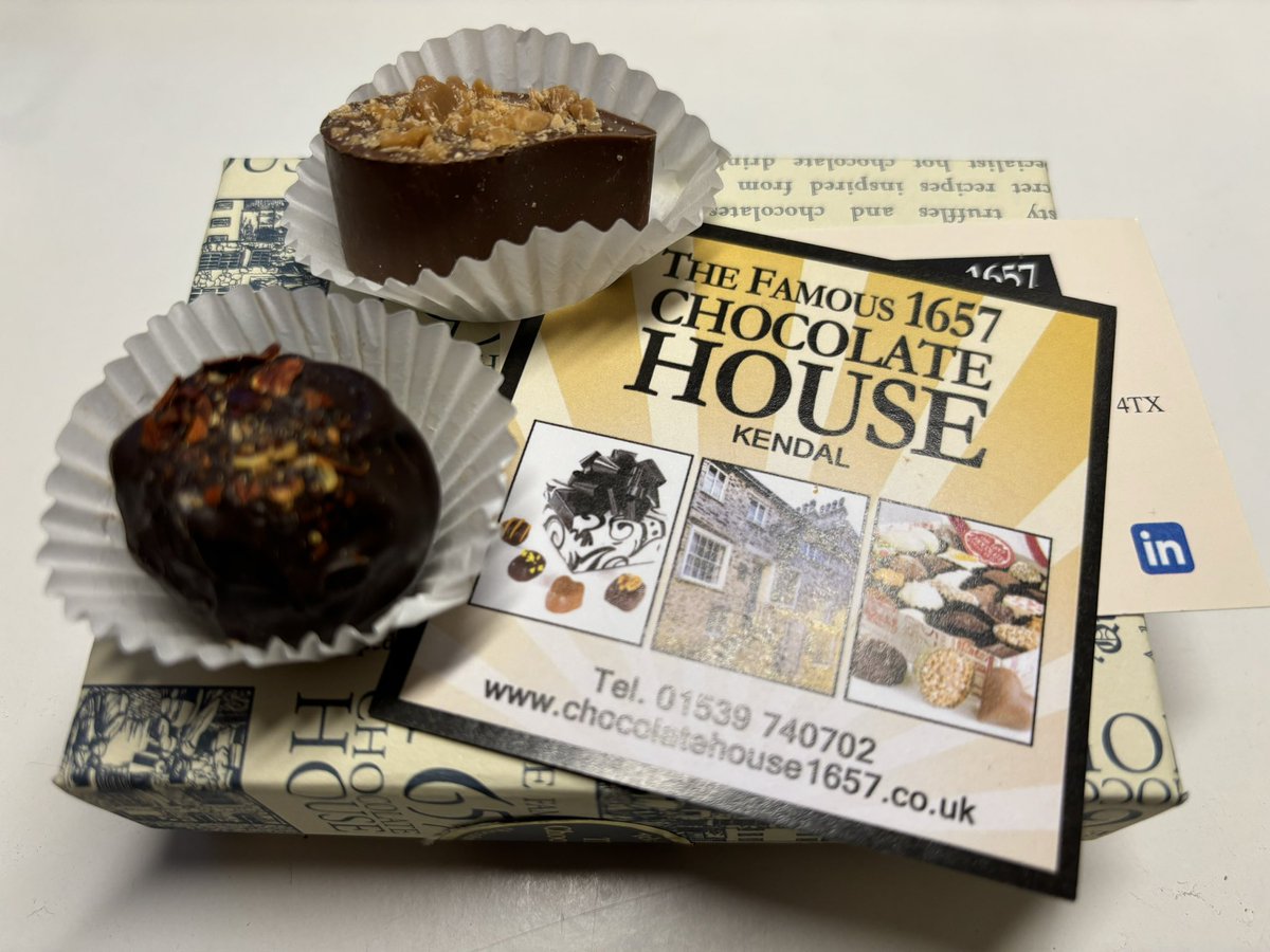 bakinghunter's tweet image. Thanks @Gloverk15  for the chocolate bake along  prize , totally delicious ( I’ve had three already lol) #twitterbakealong @thebakingnanna1 @Rob_C_Allen @marybethxx6 #the famous chocolate house Kendal 1657 😋😋😋🙏🏻