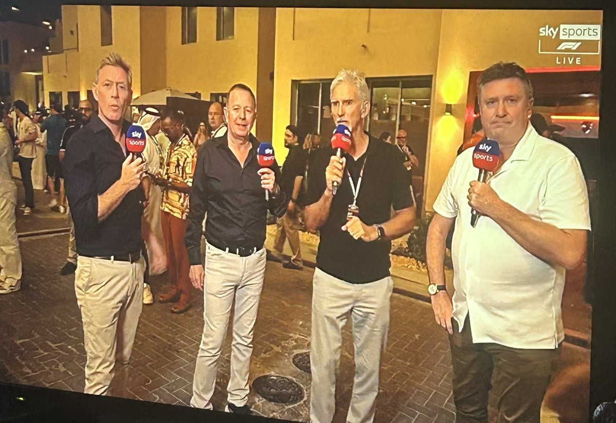 DebHewt13's tweet photo. Did @CroftyF1 not get the uniform code? @SkySportsF1 Thanks for your fantastic insights @HillF1 #AbuDhabiGP https://t.co/K1c5HU5EmT