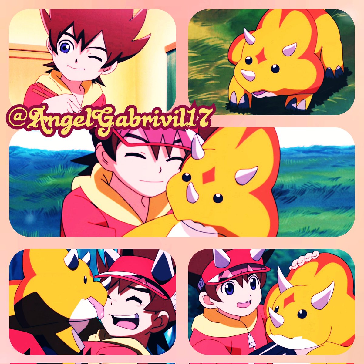 Gabylovev17's tweet photo. Max Tailor Con Gabu 🦖💛✨️

(Dinosaur King)

!Dino Pase, Triceratops Ruge!

#MaxTailor #Gabu #DinoRey #DinosaurKing #Anime #Collage #Infancia #DisneyXD https://t.co/sz7zwLXNEc