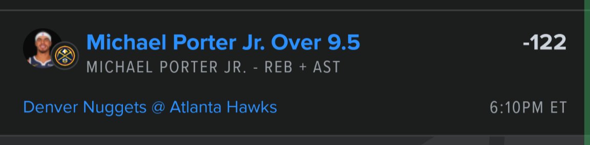Wax_And_Wagers's tweet photo. #NBA Play 🏀
#TheLeague🏆
12.8.2024
M. Porter Jr. (DEN) o9.5 RA (-122 FanDuel)
• Taking a flyer here on MPJ in another road game for DEN, who desperately could use a win. Staying away from his points with the unknown injuries/lineup, but no matter who plays he should see 35+ minutes. Pace of this game should benefit him in transition - crash the boards, quick dish to Joker, etc. Over in 4 of his L6 road games, with the two being near misses.
BOL!🤞🏻Let's win!🏆 Tap if tailing!💟
| #DENvsATL | #NBAPicks | #FreePicks | #GamblingX | #GamblingTwitter | #SportsBetting | #SportsBettingX |