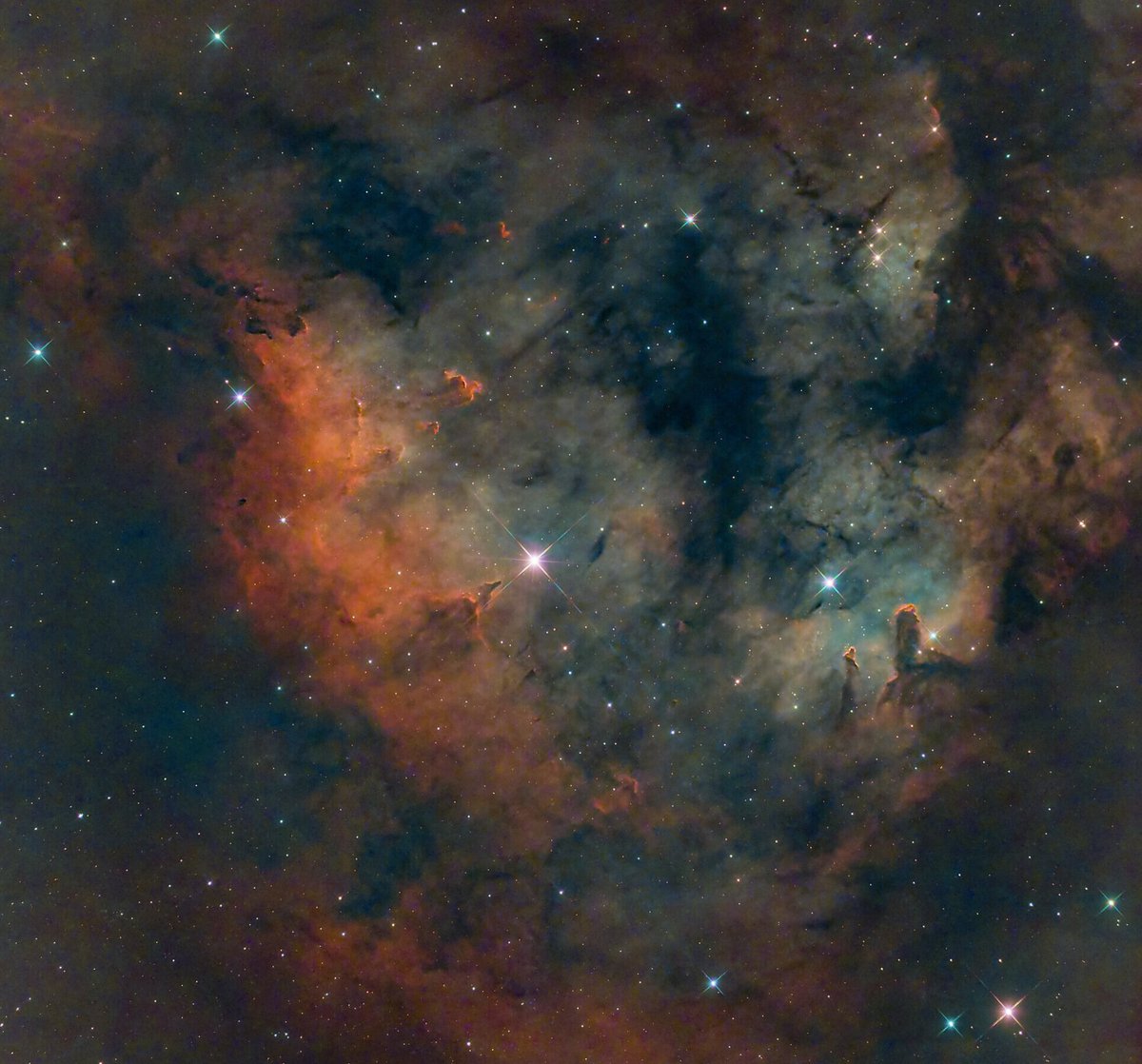 MazzifLOL's tweet photo. CED 214 / NGC 7822
(Mini Pillars of Creation)
8" Newtonian
ASI2600MC
ALP-T 5nm
40 x 300s
#astrophotography #telescope #astronomy #backyardastro #onlyrealspacephotos https://t.co/qap094kWQc