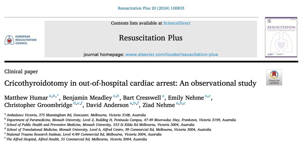 Resus_Plus's tweet photo. Clinical paper: Cricothyroidotomy in out-of-hospital cardiac arrest: An observational study

🔗 https://t.co/ADyoiKDwzq

#ResuscitationPlus https://t.co/VFItCdoRLZ
