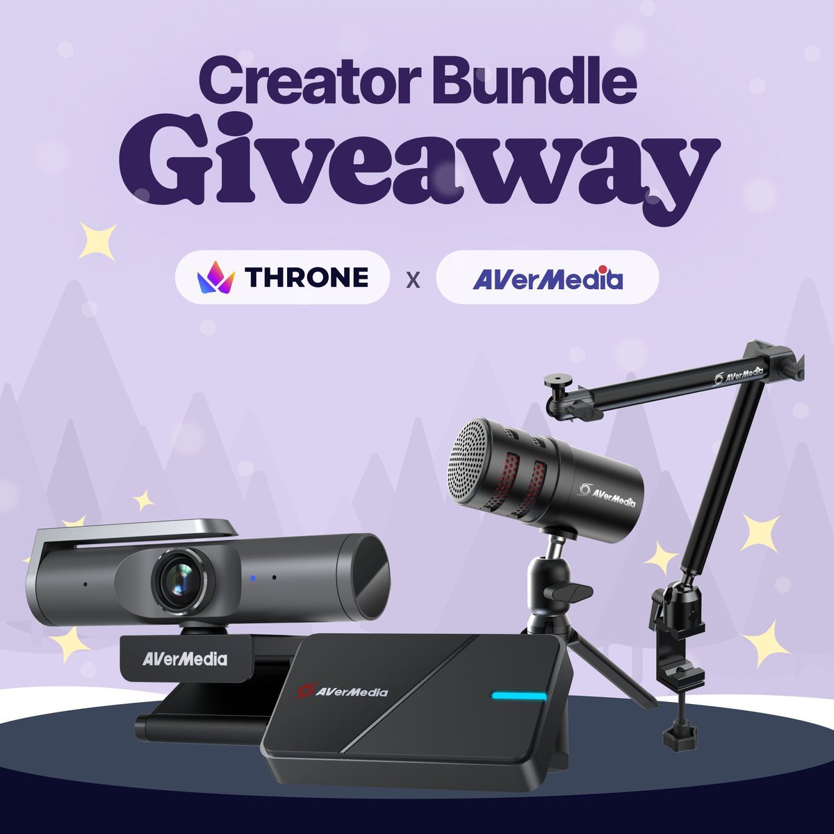 🎁 Day 1 AVerMedia Creator Bundle Giveaway! 

🎄 We're gifting a mic, webcam, capture card, and mic arm to one lucky winner!

To Enter 
Like + RT + Follow <a href="/AVerMedia/">AVerMedia</a> 

❤️You have 72hours
