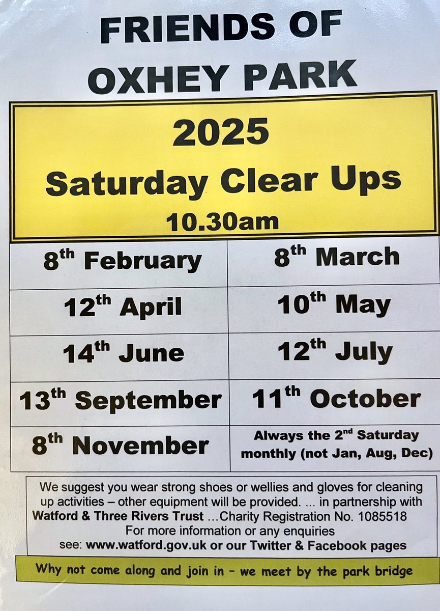Here are the dates for 2025 FoOP volunteer Clear Up Sessions. 
All are welcome to meet up with us and join in.   
Happy 2025 to all FoOPers. 🥳