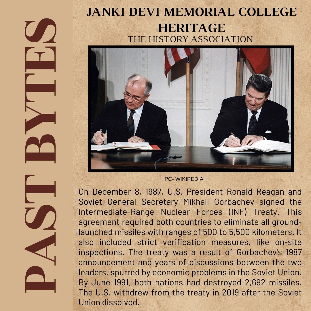 History_JDMC's tweet image. #INFTreaty #RonaldReagan #MikhailGorbachev #snippetsfromthepast #OnThisDay @CollegeJanki
