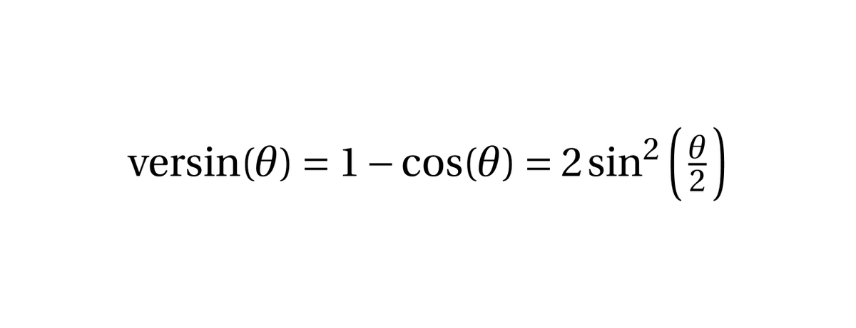 AnecdotesMaths's tweet photo. Le sinus verse est une fonction trigonométrique que l’on n’utilise désormais plus, qui est égale à un 1 moins le cosinus de l’angle. https://t.co/nB8taz8slA