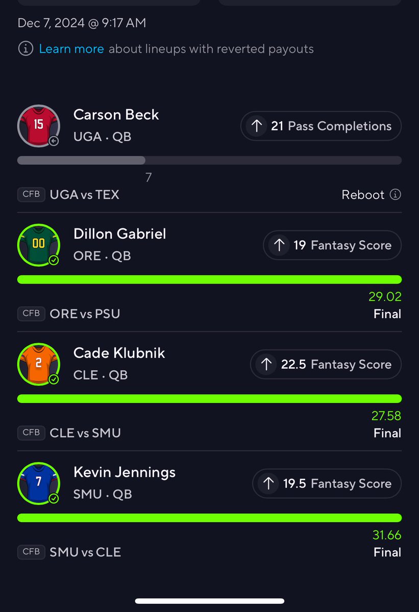 BetssBets's tweet photo. Cashed these CFB picks yesterday from the Conference Championship Games. Thank PrizePicks for the Reboot on Carson Beck 🔥💰

#GamblingX #PrizePicks #PrizePicks1000X #PrizePicksMilly #PrizePicksNFL #NFL #CFBPlayoffs  #GamblingCommunity #CFB  #CFBPicks #NBAPicks https://t.co/k4dxeJDwlV