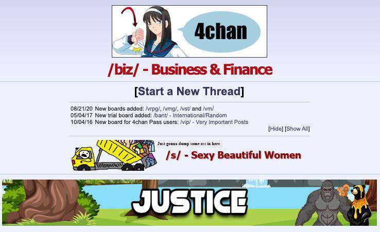 JUSTICEONSOLANA's tweet photo. $JUSTICE is successfully listed on Business &amp; Finance 4chan

https://t.co/bhga8rA84t https://t.co/r1IR4kDWIj