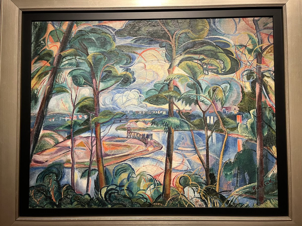 ukr_arthistory's tweet photo. Hudson river by Ukrainian artist Davyd Burliuk. He emigrated after 1920s first to Japan and then to the United States. He died in New York in 1967. https://t.co/MREmLqSRGD