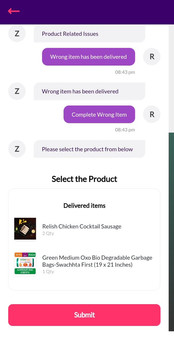 rohandsouz's tweet photo. @ZeptoNow order 7E50AMBWO94118 placed. Received wrong product. Ordered 2 relish chicken sausage. Receivd 1 sausage &amp; 1 salami pack. Chat help is useless. It's not allowing to select the wrong product.  I mean what kind of interface are v talking about. I will not order henceforth https://t.co/05VH5Op4yB