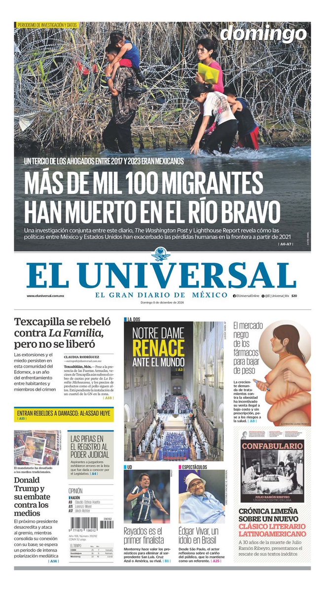 In today’s <a href="/washingtonpost/">The Washington Post</a> &amp; <a href="/El_Universal_Mx/">El Universal</a>, the story of the &gt;1K people who drowned in the Rio Grande, 2017-23. Together w/<a href="/LHreports/">Lighthouse Reports</a>, we collected, analyzed data for a year to show a ghastly portrait of the human costs of border policy in both nations. washingtonpost.com/nation/2024/12…