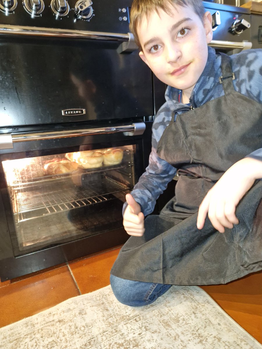 dawnmonk3's tweet photo. Matthew ticked off number 19 today with a roast pork, vegetables, home made gravy and Yorkshire puddings. It was lovely. I think Alex is on  his 4th pudding! @TrinityAcadStE https://t.co/SZPSjITdtc