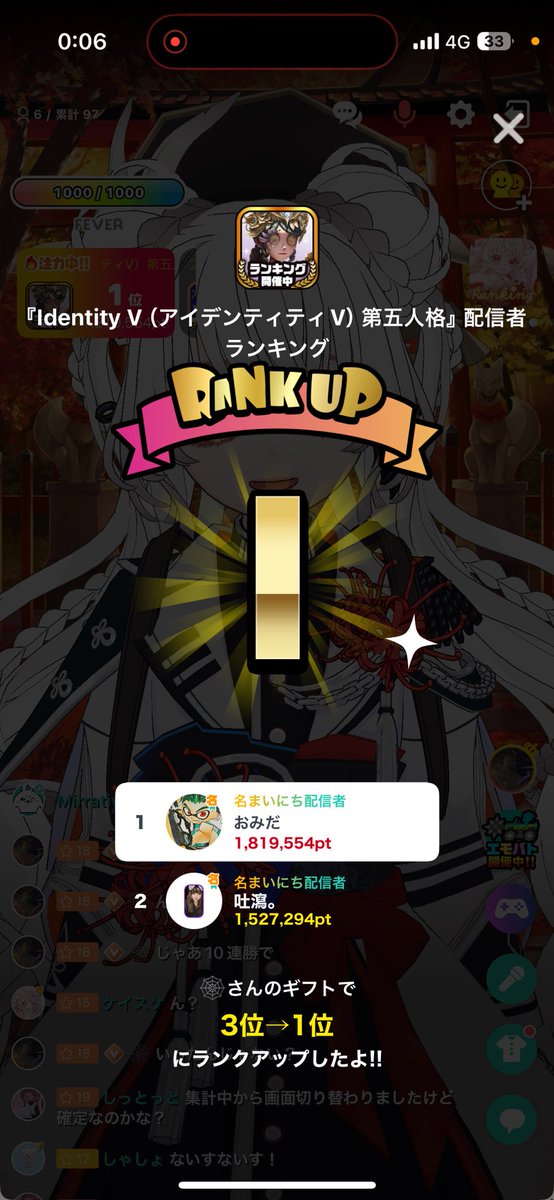 v_Pavonis_'s tweet photo. そして第五ランキング
来てくれて長時間視聴してくれた人
ギフト投げれてくれた人のおかげで
1位頂けました...
本当にありがとうございました🙇‍♀️!!
ハンター下手くそで
ダメダメだったけど
それでも毎日続けてよかったぁ
ほんとにありがとうございました❁⃘*.ﾟ https://t.co/XTdAljXdHa