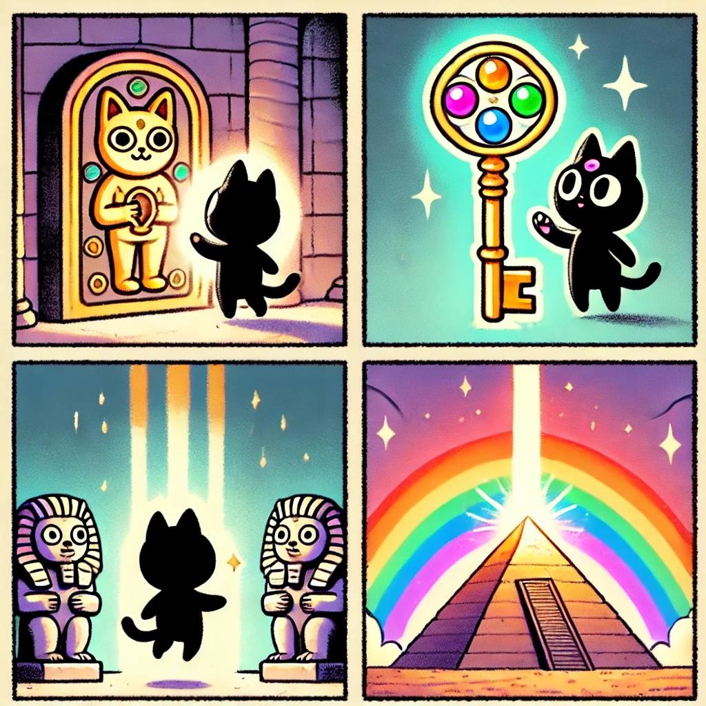 ChienAlan1's tweet photo. Once a day, Mewmew find a door of teleporting.
Yeah, let me use the key now!
The light shoot to the mewmew.
And he is floating up!
The power is output form the pyramid of mewmew kingdom now!
Stay tuned, To be continue... https://t.co/68fbEix4ti