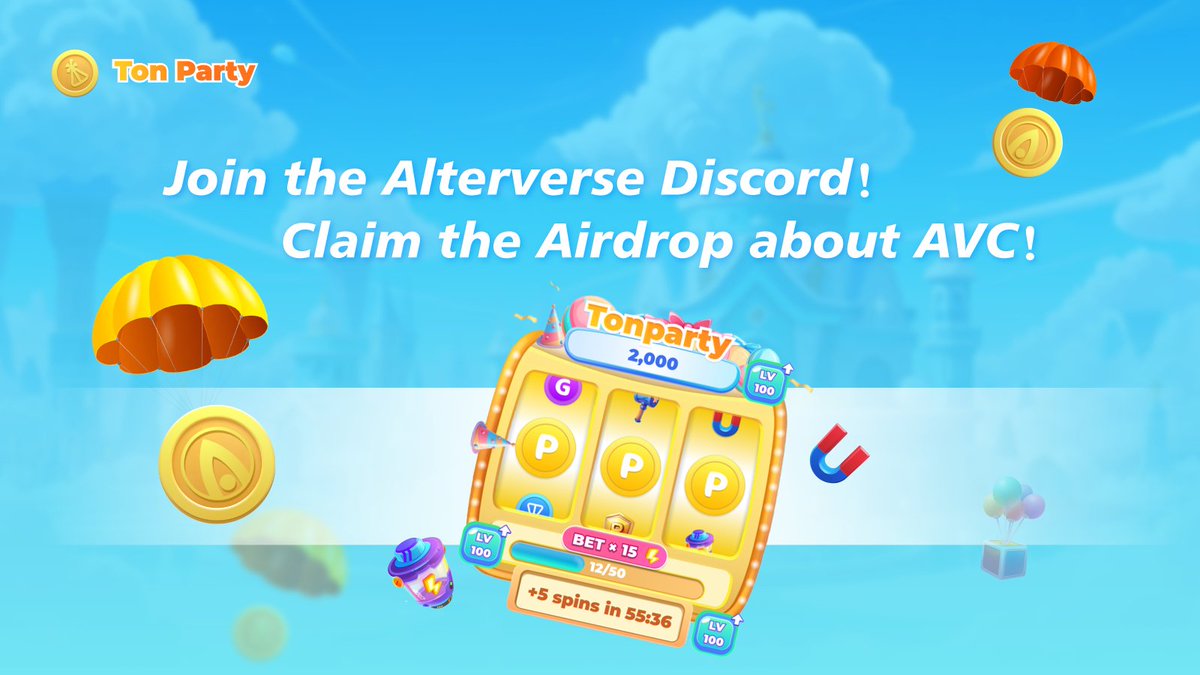 TonParty (@tonparty_web3) on Twitter photo ๐ Claim Your Exclusive Role and $AVC Airdrop!
๐ #TonParty joins the <a href="/AlterVerseGame/">AlterVerse</a> ecosystem as the second game project! Here's your chance to be part of something huge:
1๏ธโฃ Join the official AlterVerse Discord: discord.com/channels/34304โฆ
2๏ธโฃ Head over to the tonparty channel ๐ Claim Your Exclusive Role and $AVC Airdrop!
๐ #TonParty joins the <a href="/AlterVerseGame/">AlterVerse</a> ecosystem as the second game project! Here's your chance to be part of something huge:
1๏ธโฃ Join the official AlterVerse Discord: discord.com/channels/34304โฆ
2๏ธโฃ Head over to the tonparty channel