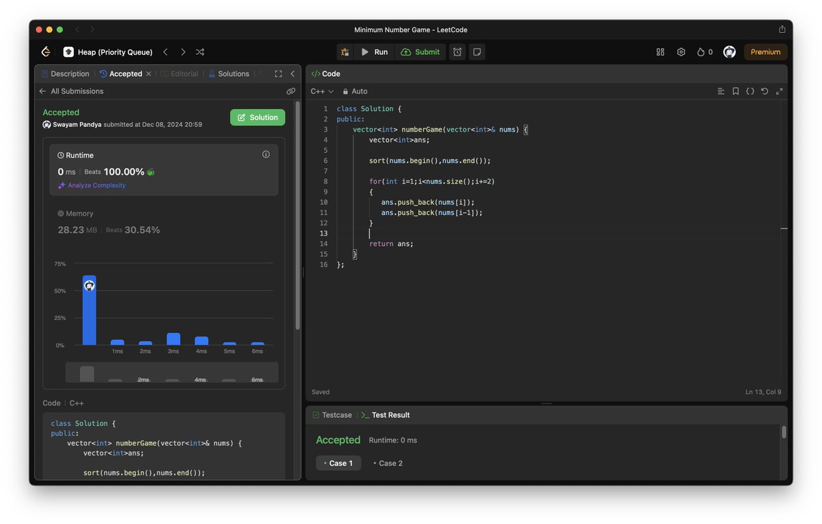 symPandya's tweet photo. Day 192: Solved 1 DSA Problem today! 🧩
#2974- Minimum Number Game (leetcode)

Check out my detailed solution and approach here: https://t.co/HvhqMdDwdH

#leetcode #dsa #coding #cpp #problemsolving #leetcoding https://t.co/152YMfjc5Z