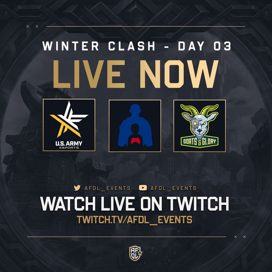 <a href="/UkrainianWow/">Ukrainian WoW Community🇺🇦</a> has managed to hold onto the top seed placement going into Day 03.  Do our final three teams have what it takes to claim the top spot?

We're nearly at half-time with  <a href="/Drisfury/">Dris</a> and  <a href="/CartridgeBros/">Sean</a> taking us through the action!

twitch.tv/afdl_events