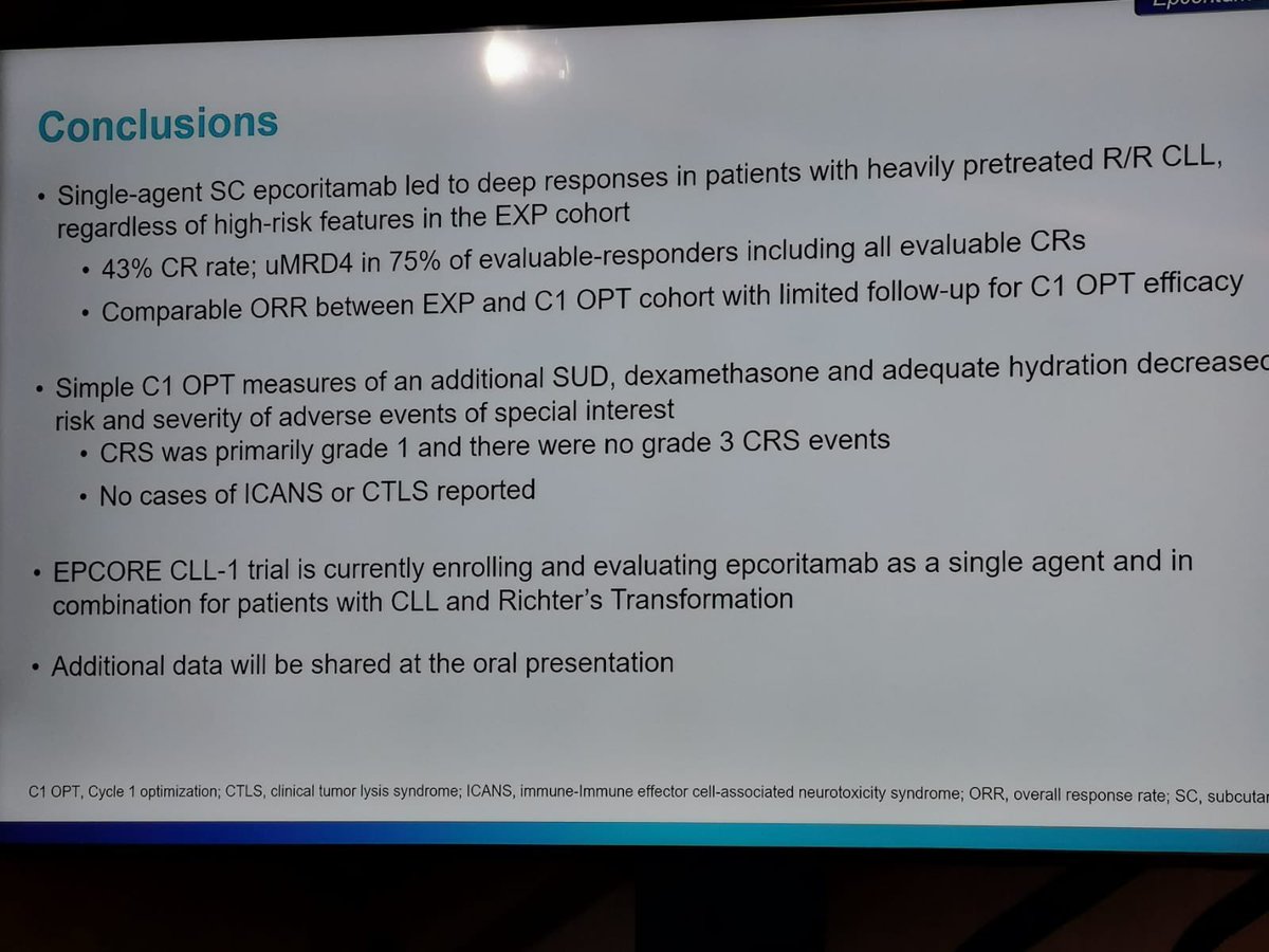EmatoInfo (@ematoinfo) on Twitter photo #ASH24 | Alexey Danilov: epcoritamab monotherapy in patients with R/R #chroniclymphocyticleukemia: results from #CLL expansion and optimization cohorts of Epcore CLL-1 #ASH24 | Alexey Danilov: epcoritamab monotherapy in patients with R/R #chroniclymphocyticleukemia: results from #CLL expansion and optimization cohorts of Epcore CLL-1