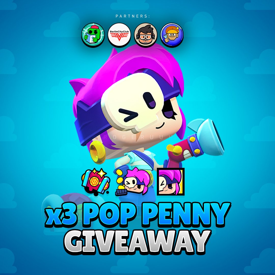 💣 x3 Pop Penny Giveaway 💣

📢 How to Enter:
- ✨ Follow: <a href="/BrawlStarsBTLN/">BTLN</a> + <a href="/CanalBrawl/">CANAL77</a> + <a href="/DrieBananen/">DrieBananen</a> + <a href="/BerlinCityClub/">BC* Gaming</a>
- ✅ Like &amp; Retweet 
- 💬 Tell us your fav. Skin from this Update

#BrawlStars #BrawlTalk #PopPennyGiveaway