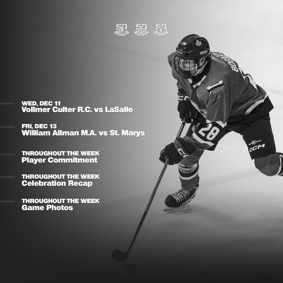 StratWarriors's tweet photo. A busy week ahead with our 50th Anniversary Celebrations beginning at home, this Friday!

For game times and more details, head on over to our website.

#rollswans https://t.co/MMFpgrIRIW