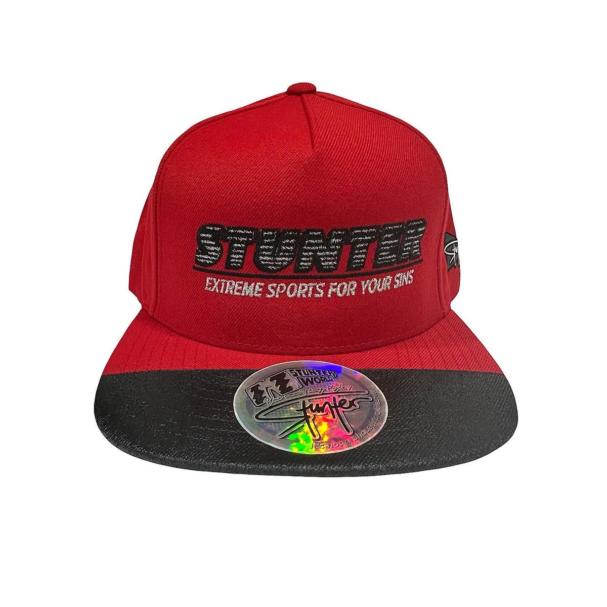 stuntonemtv's tweet photo. Stunter World: “RED FLAG CONNOISSEUR” Silicone Brim Tip Snap Back Hat (Red/Royal Blue) 12/19/24 https://t.co/RfbBbSsGqD