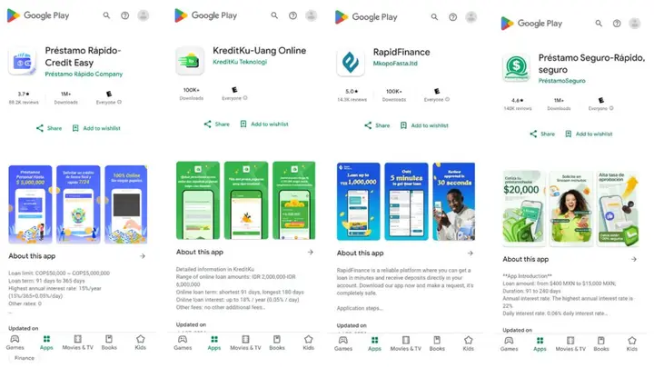 zetaplus07's tweet photo. Ces 4 applications contiennent un malware appelé SpyLoan.  

Ces applications attirent les gens avec des offres de prêts rapides et sans tracas, en proposant des taux bas sans aucune exigence. https://t.co/bkjlRCgSwe