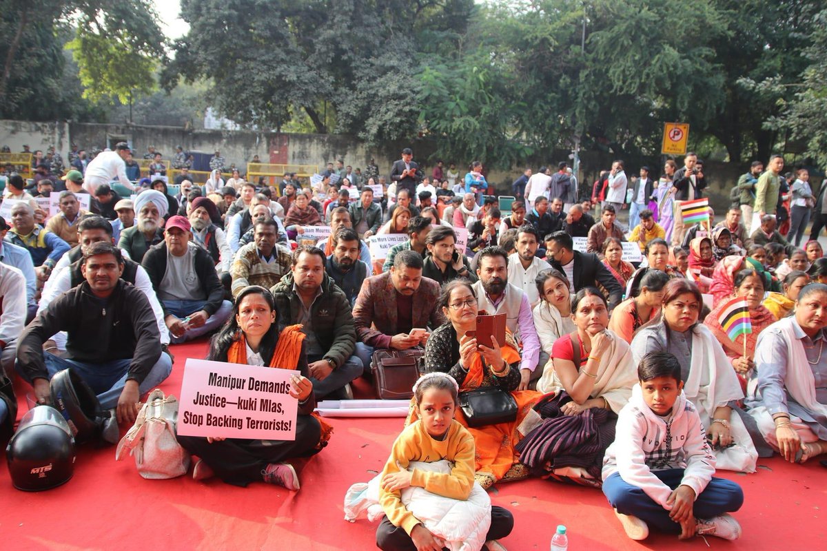 TheBlueHills49's tweet photo. India 🇮🇳 calls for an end to #KukiTerrorism 

An end to claiming terrorist who kills babies and children as #KukiMartyrs 

Thank you @RPIAOfficial and the many kind Indians alongwith the never tiring Maheswar Thounaojam , who held a rally at #JantarMantar, New Delhi and informed several others on how #KukiTerrorism is killing #Manipur 

Help bring justice to the several civilians who have died, injured and suffered due to #KukiTerrorist  spurred on by drug money /opium fields/ illegal immigration

Help Manipur defend against the #KukiNarcoTerrorists