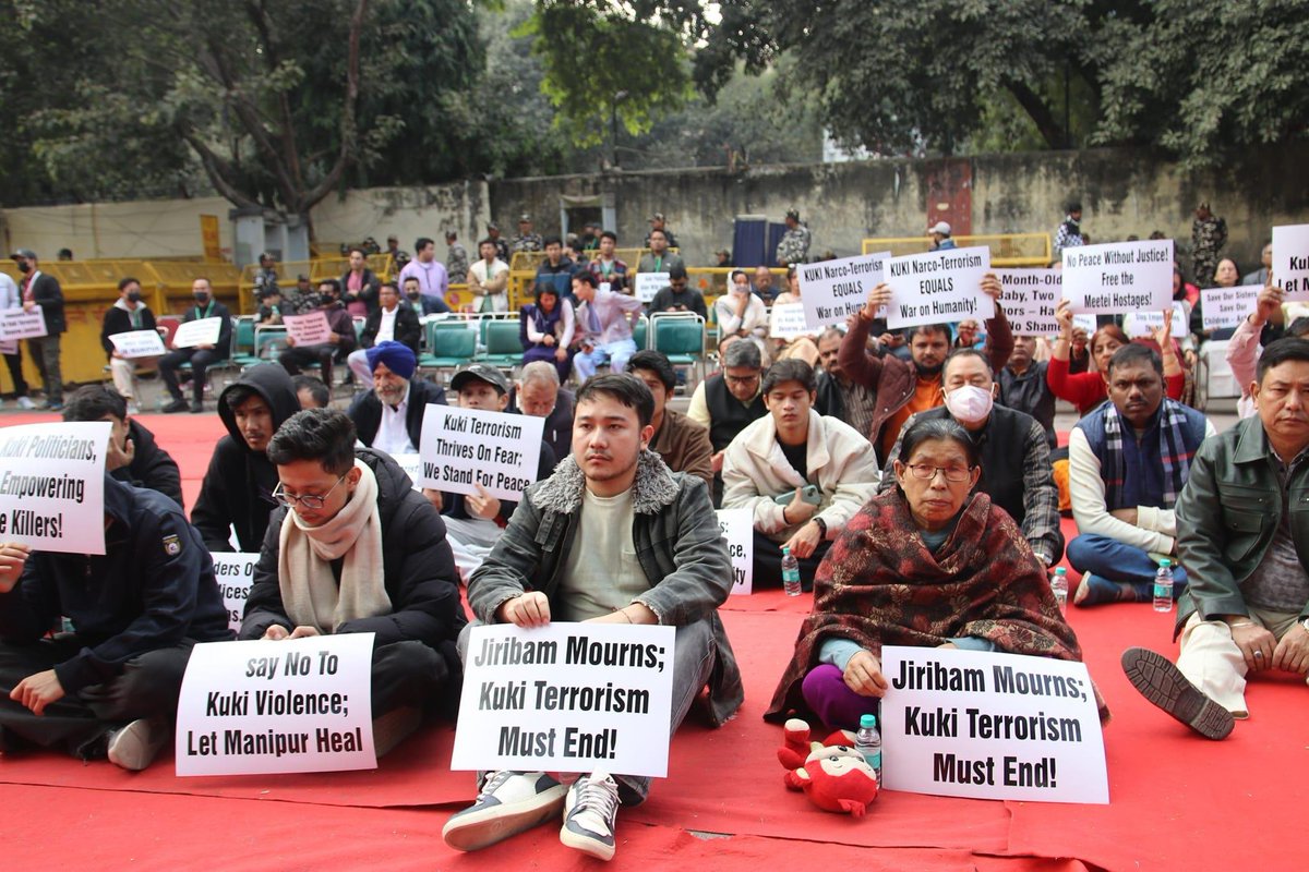 TheBlueHills49's tweet photo. India 🇮🇳 calls for an end to #KukiTerrorism 

An end to claiming terrorist who kills babies and children as #KukiMartyrs 

Thank you @RPIAOfficial and the many kind Indians alongwith the never tiring Maheswar Thounaojam , who held a rally at #JantarMantar, New Delhi and informed several others on how #KukiTerrorism is killing #Manipur 

Help bring justice to the several civilians who have died, injured and suffered due to #KukiTerrorist  spurred on by drug money /opium fields/ illegal immigration

Help Manipur defend against the #KukiNarcoTerrorists