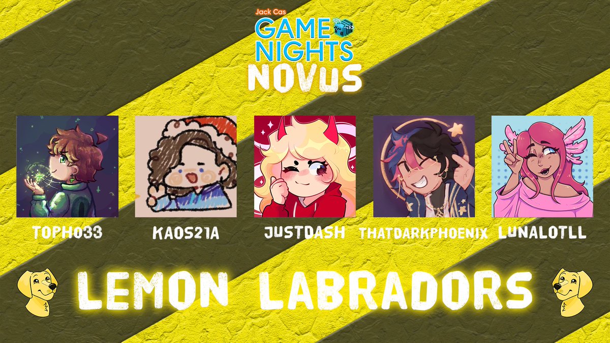 JCGNNOVUS's tweet photo. Announcing the LEMON LABRADORS for NOVUS Jinglecrafters!

@Toph033 @Kaos21a @JustDashYT @ThatDarkPenix @Lunalotll 

Watch them play and raise money for charity on Friday 13th December at 8:30PM GMT! https://t.co/7yipiz4Lw0