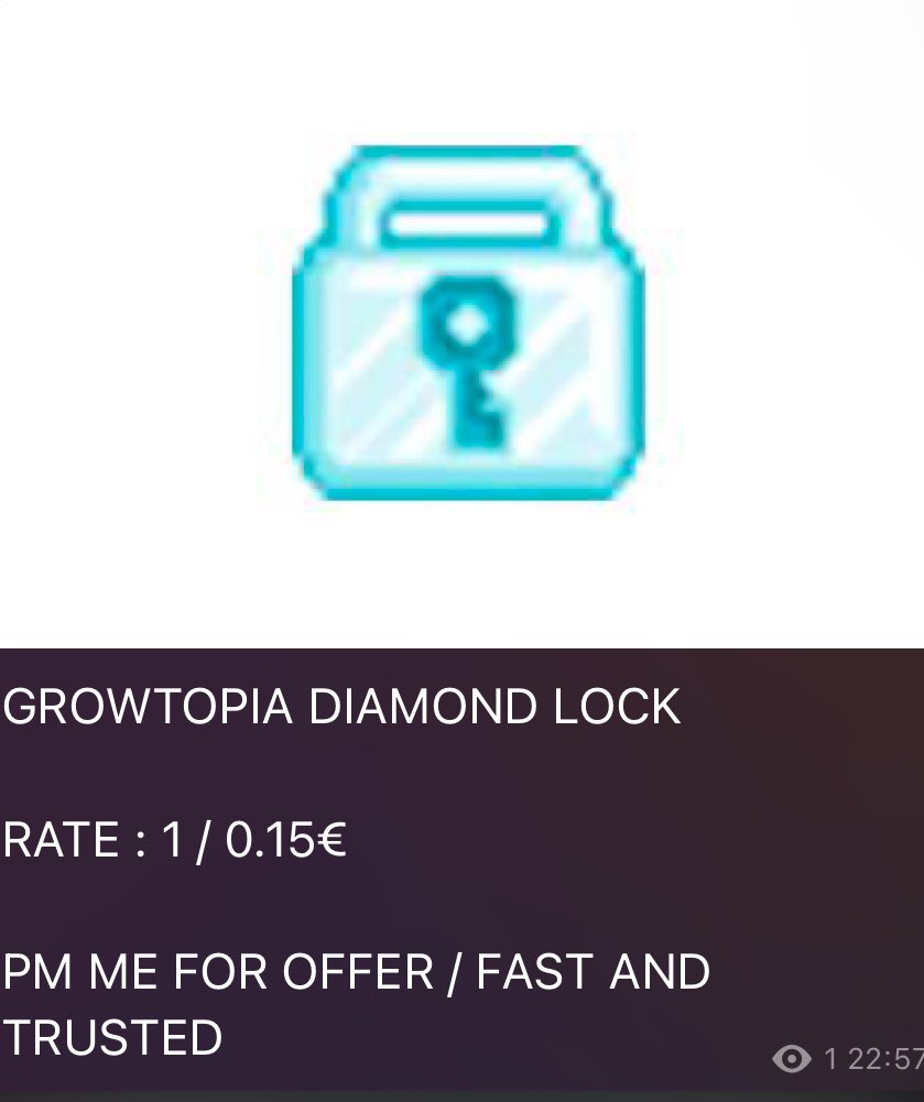 Hi ! <a href="/growtopiagame/">Growtopia Official</a> 

#Growtopia DIAMOND LOCK

RATE : 1 / 0.15€ 

PM ME FOR OFFER / FAST AND TRUSTED
BUY? JOIN MY TELEGRAM NOW :

t.me/CheapTopia