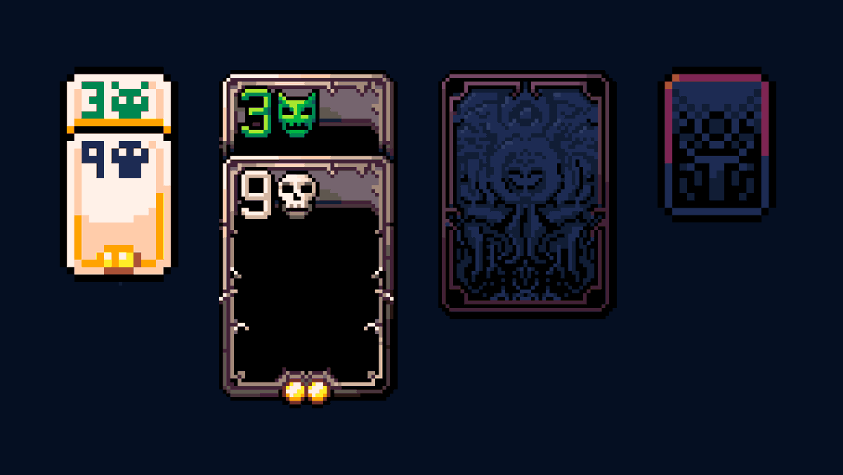 First stab at upscaling the #pico8 cards for Solitomb!
Did I do better than AI? 😇

#gamedev #indiedev