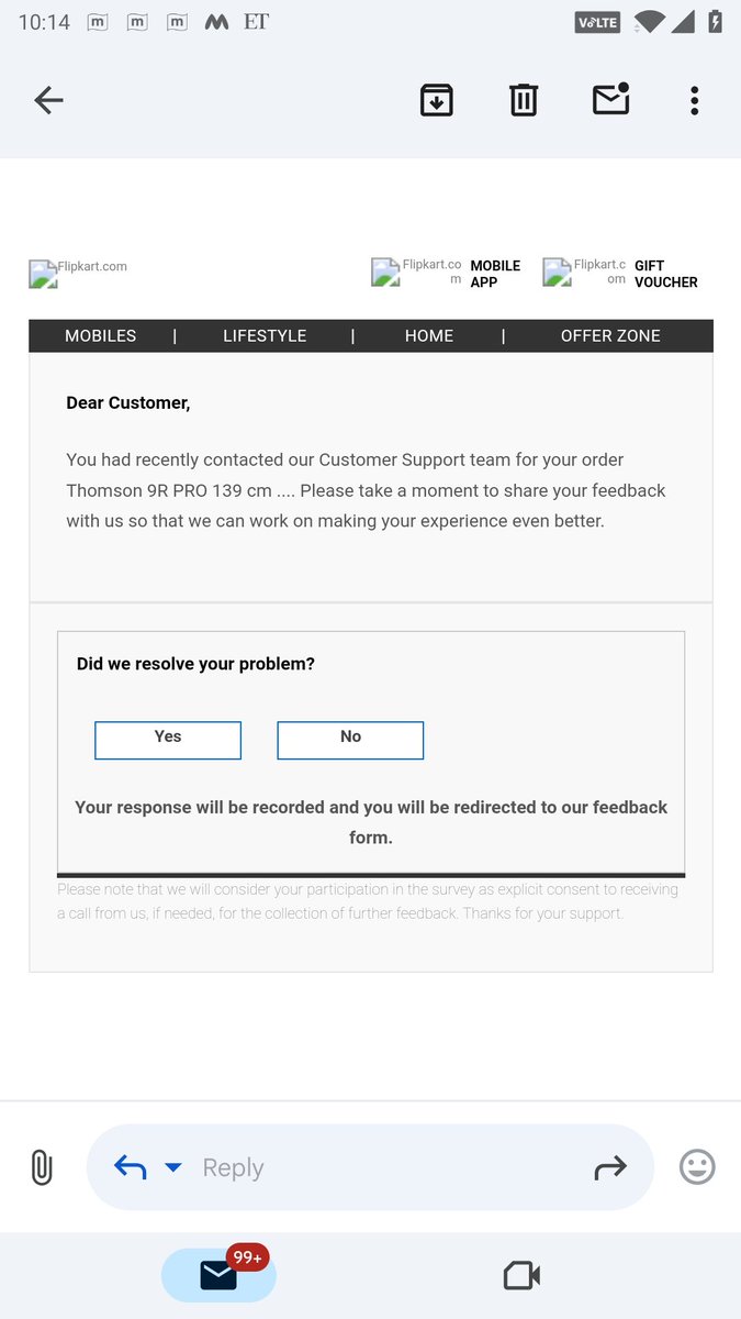 random51799357's tweet photo. Page 1. #Flipkart is #FailKart Click on "NO" @flipkartsupport @Flipkart and then they ask "What are you HAPPY about" , How can a customer be happy if they are pressing NO, and then they don't let you proceed further. Wowwwww #Flipkart #Fraud https://t.co/a3vdzmWxWi